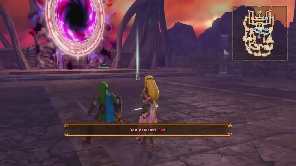 Link and Zelda after the message reads You defeated Cia Link and Zelda after the message reads You defeated Cia