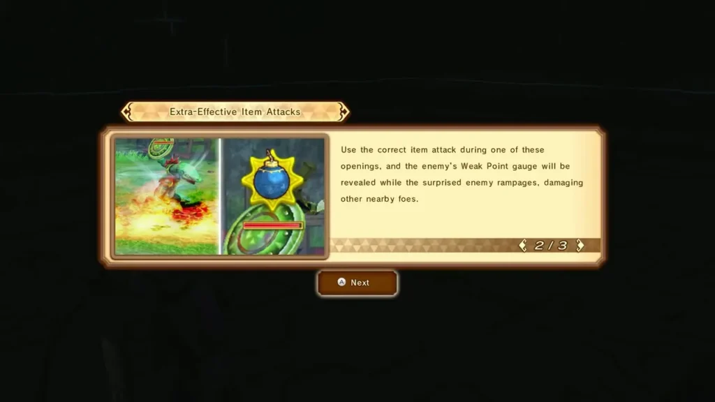 Extra-Effective Item Attacks tutorial page two: the right item reveals the Weak Point Gauge