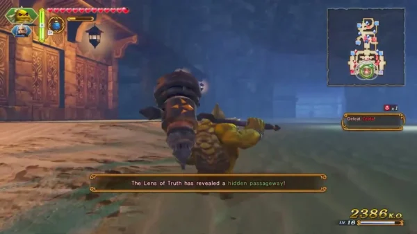 A message says the Lens of Truth has revealed a hidden passageway