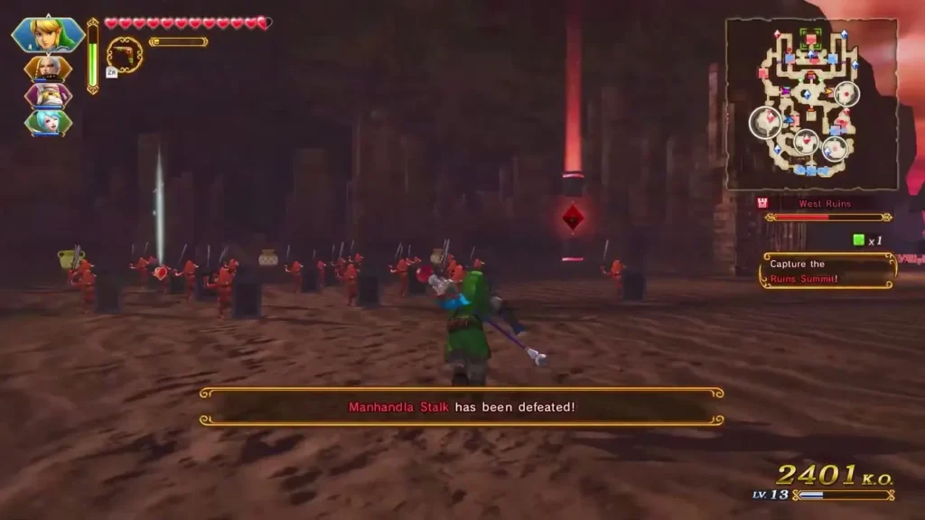 A message says the Manhandla Stalk has been defeated in the desert battle