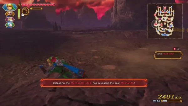 A message says defeating the Manhandla Stalk has revealed the real Manhandla