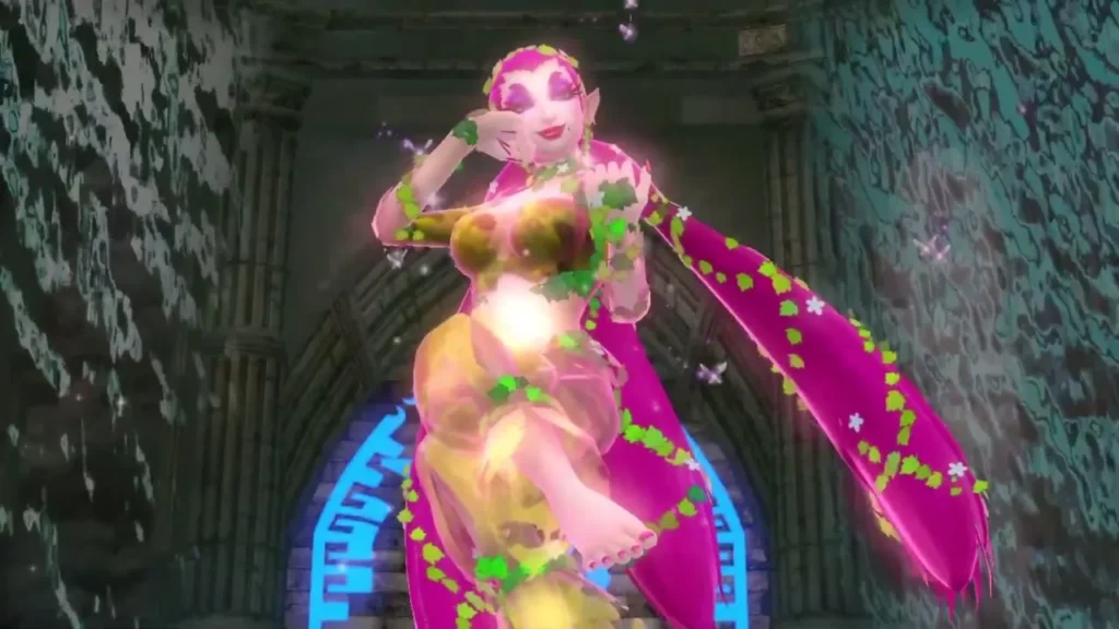 The Great Fairy appears in a glowing archway at the Fairy Fountain