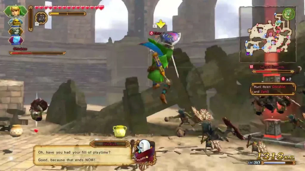 Ghirahim taunts Link that the playtime ends now, with the hunt-down objective on screen