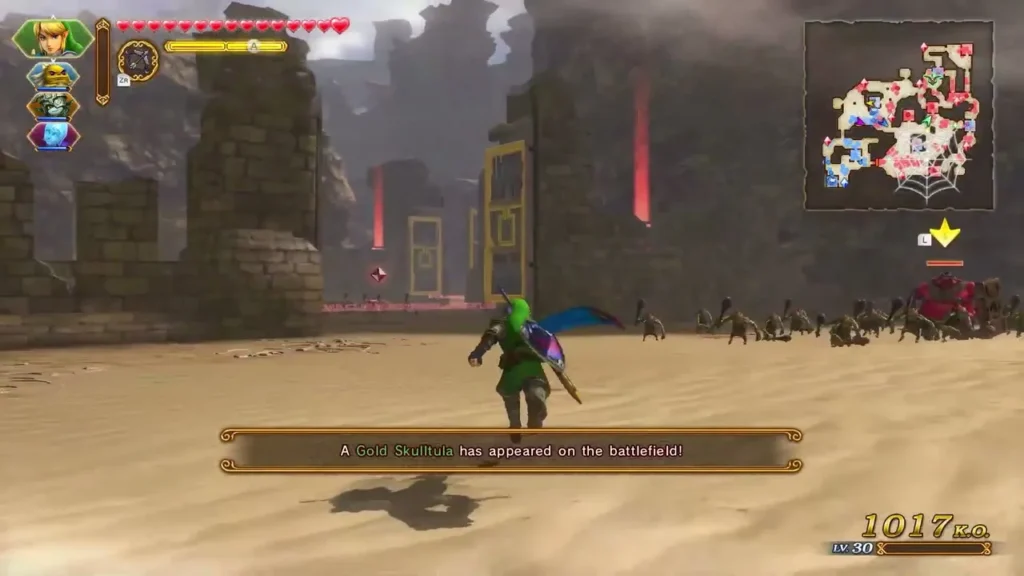 A banner reads that a Gold Skulltula has appeared on the battlefield