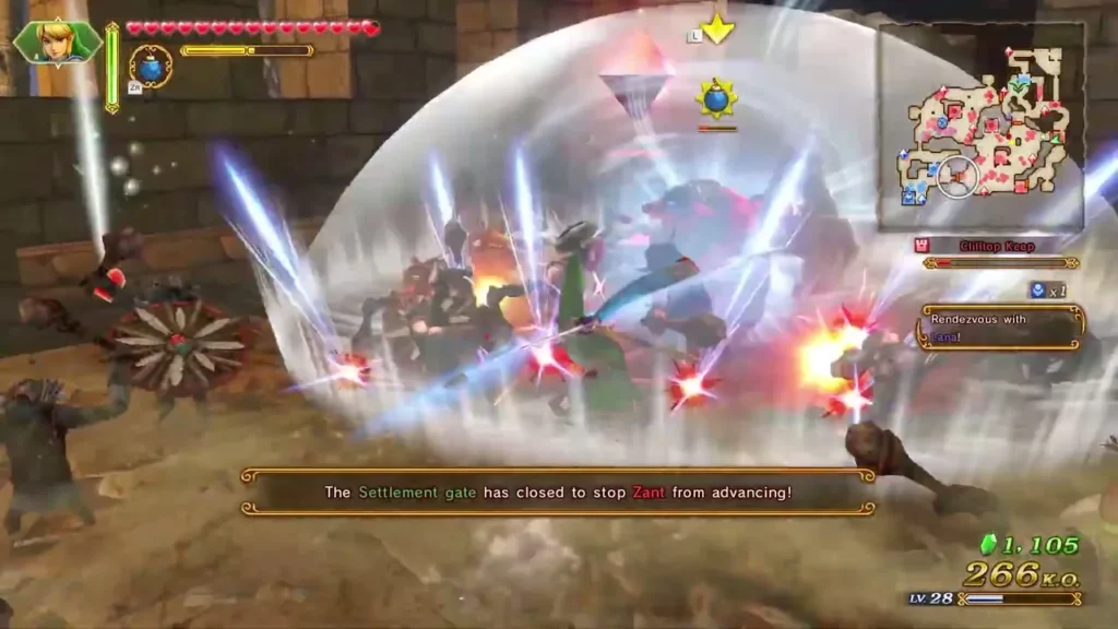 A banner says the Settlement gate has closed to stop Zant from advancing