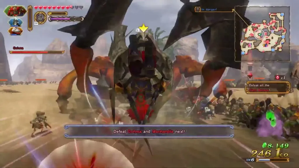 Message reads Defeat Gohma and Manhandla next, as Ganondorf faces Gohma