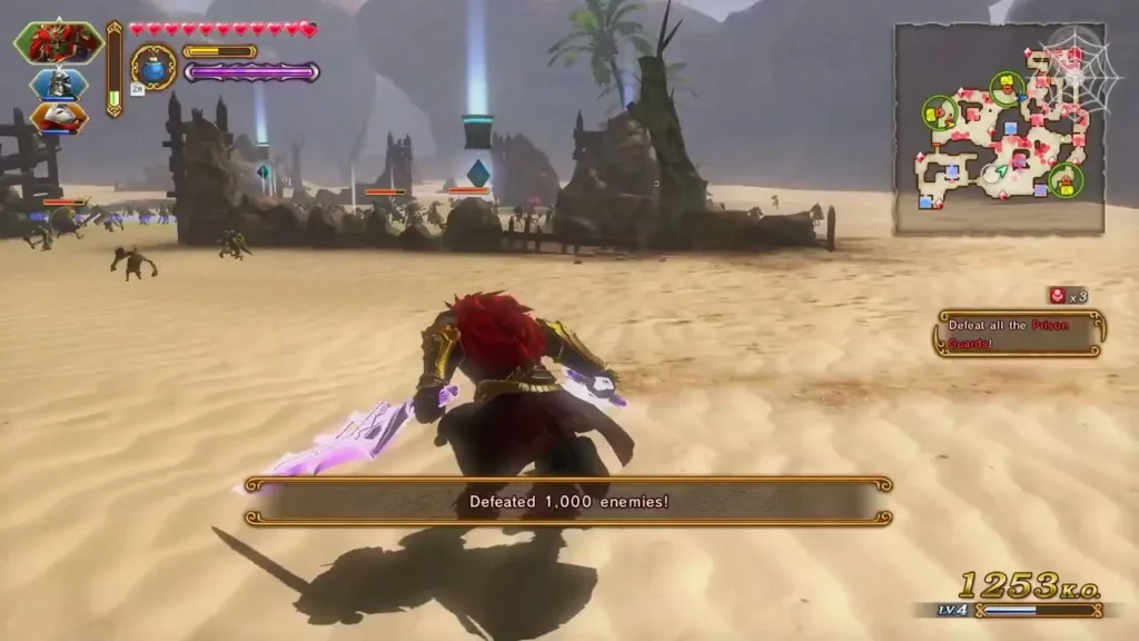 Message reads Defeated 1,000 enemies while Ganondorf crosses the desert