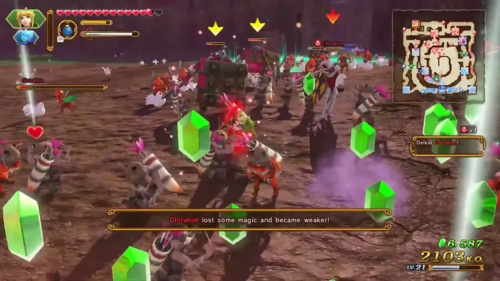 A banner says Ghirahim lost some magic and became weaker in the field
