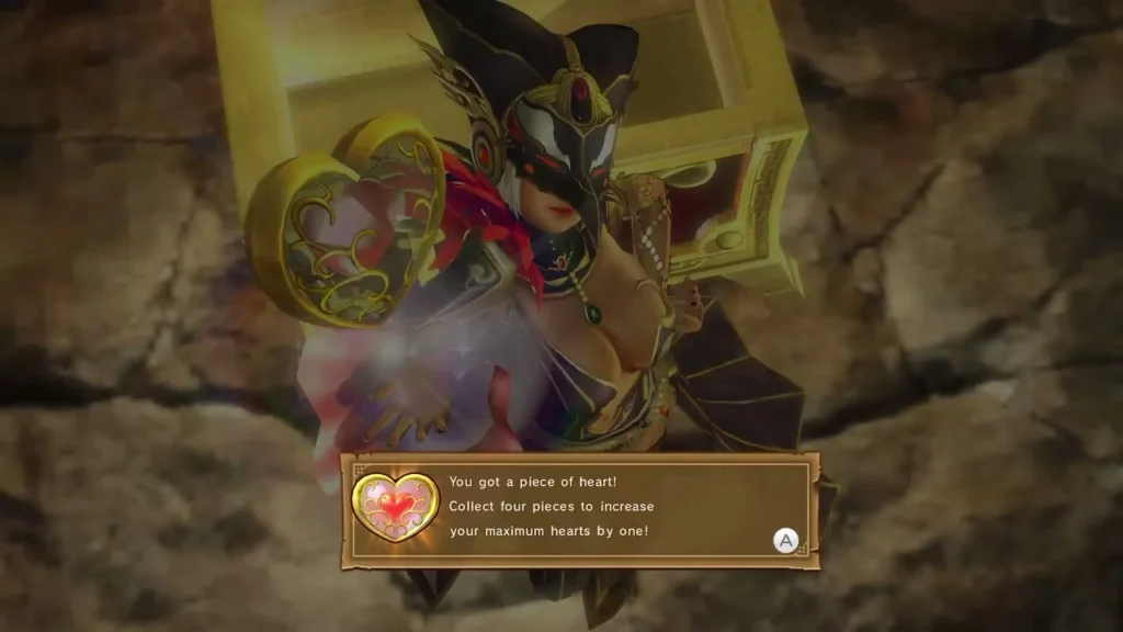 The message reads You got a piece of heart! as Cia opens the treasure chest The message reads You got a piece of heart! as Cia opens the treasure chest