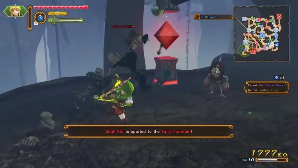A banner says Skull Kid teleported to the Fairy Fountain A banner says Skull Kid teleported to the Fairy Fountain