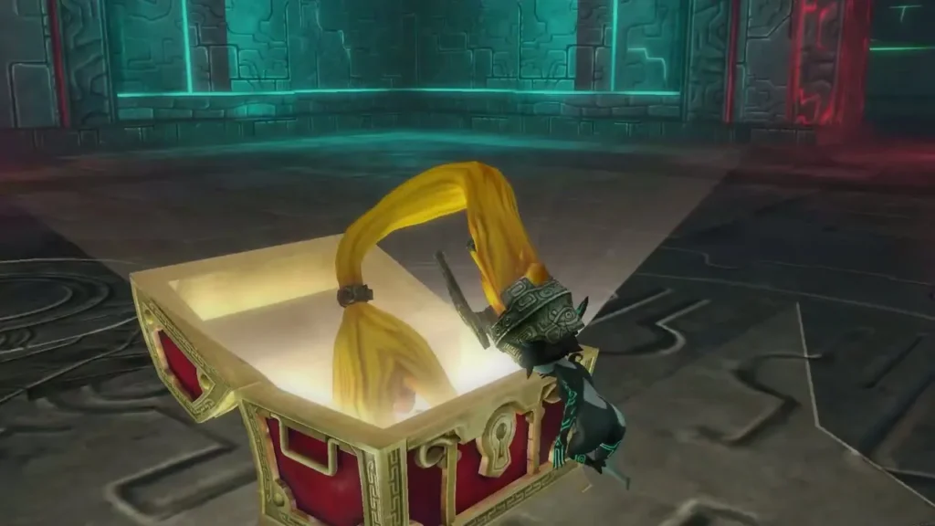 Midna opens a chest in the Palace of Twilight during the Shadow King battle Midna opens a chest in the Palace of Twilight during the Shadow King battle