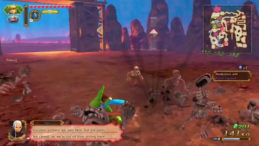 Impa tells Link the gates are closed and Hylian soldiers cannot join them