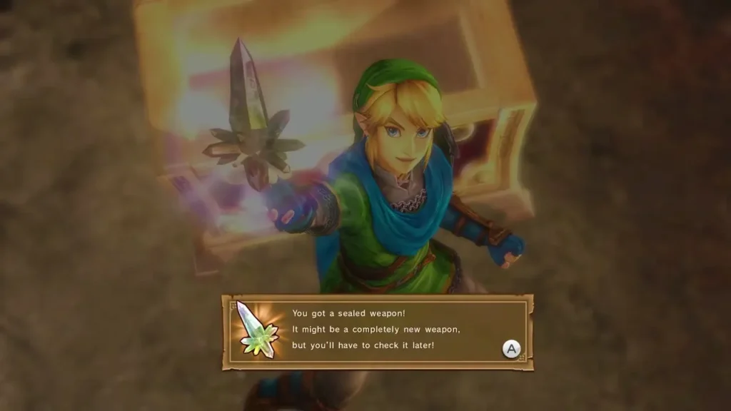 Message card: You got a sealed weapon, a completely new weapon to check later