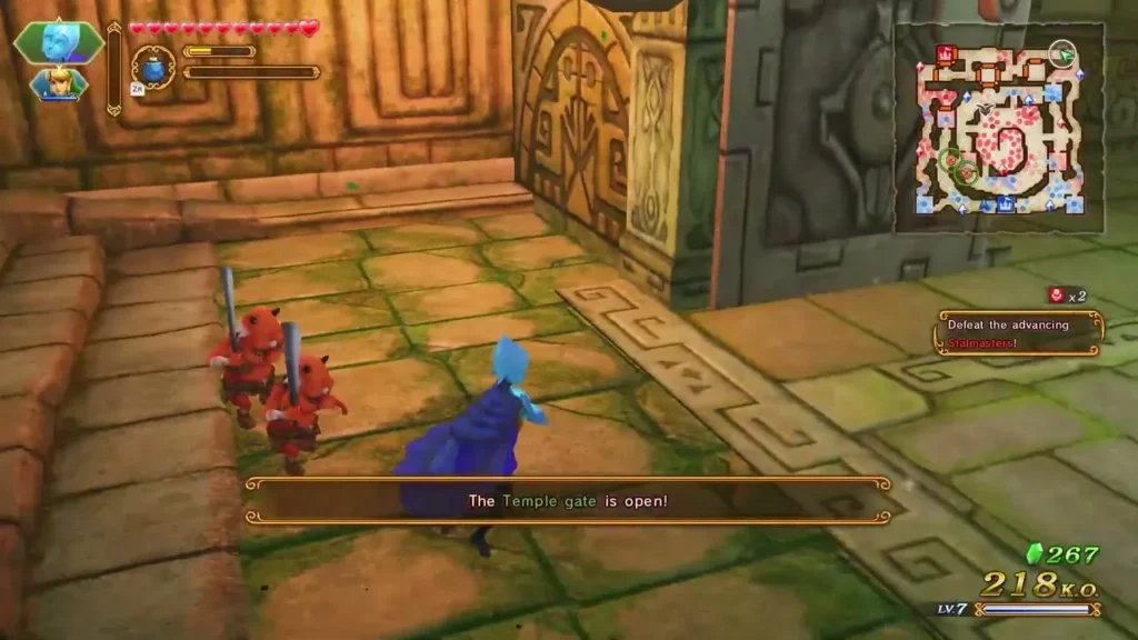 Fi glides past Bokoblins as the temple gate opens Fi glides past Bokoblins as the temple gate opens