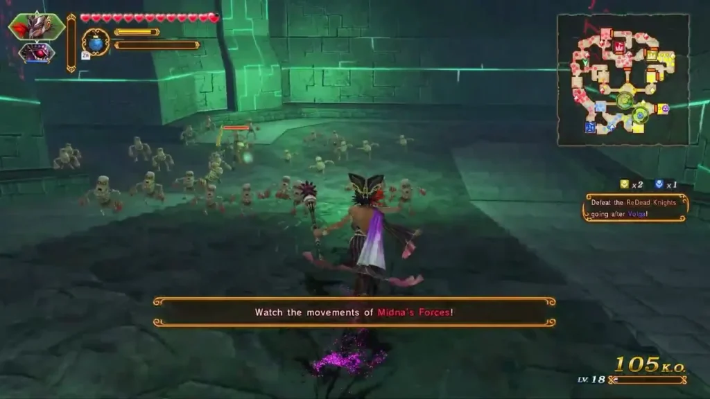 Zant stands among skeleton soldiers as a battle objective appears on screen Zant stands among skeleton soldiers as a battle objective appears on screen