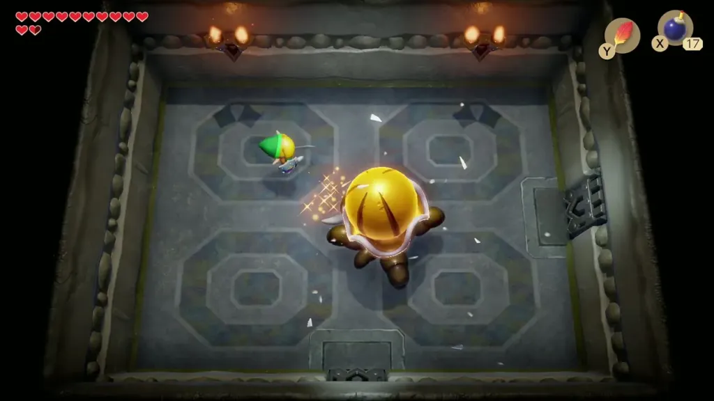 The Hardhit Beetle with a yellow shell after taking damage The Hardhit Beetle with a yellow shell after taking damage