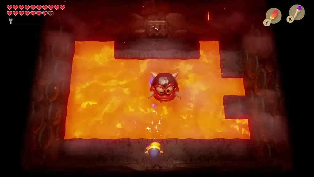 Hot Head leaping out of the lava above the safe strip at the bottom Hot Head leaping out of the lava above the safe strip at the bottom