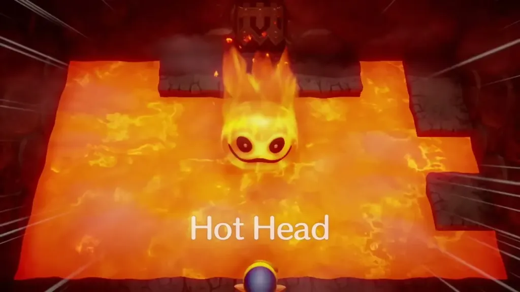 The Hot Head name card over the flaming face in the lava room The Hot Head name card over the flaming face in the lava room
