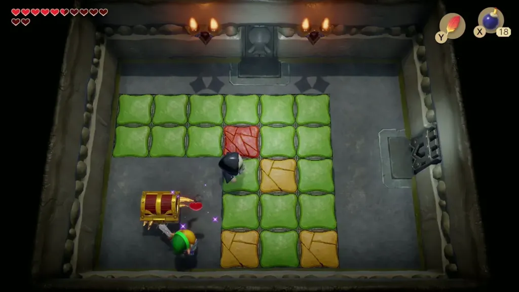 Link fighting Bone Putters on the tiles beside the chest