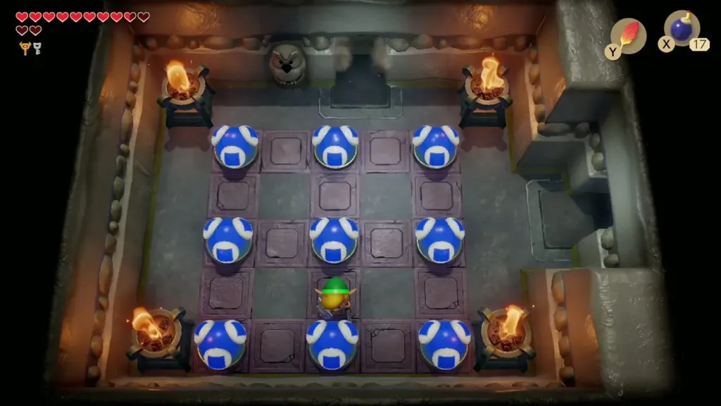 All nine orbs turned blue with Link standing in the middle