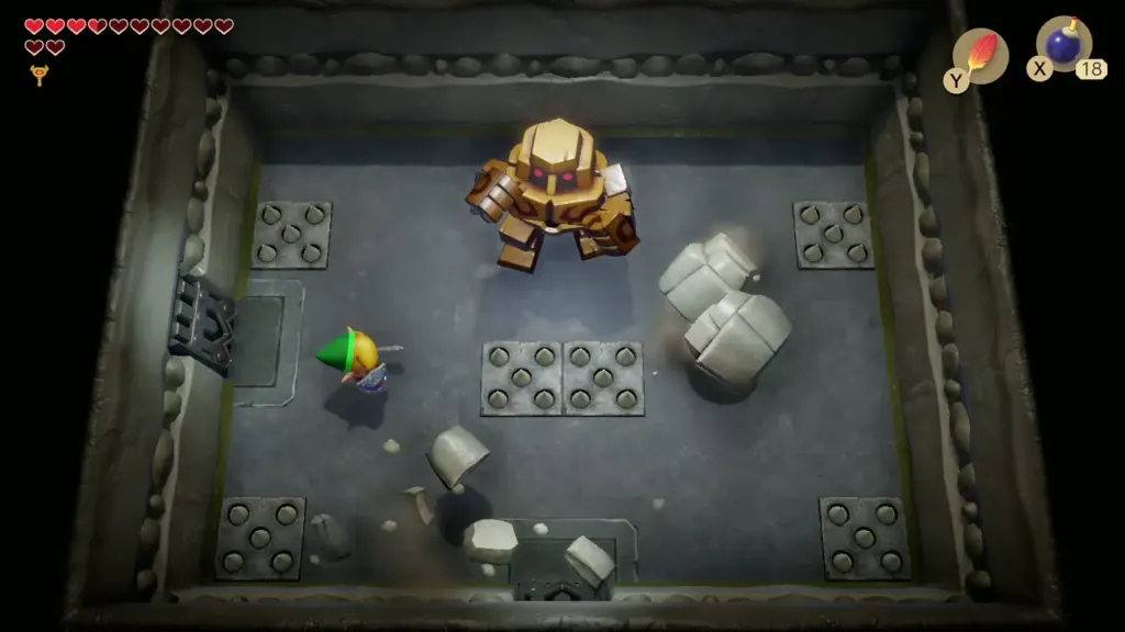 Link with bombs ready against the Stone Hinox