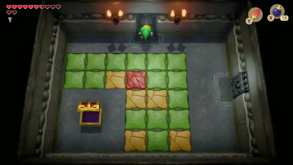 Opened chest in the tile room, Link heading north