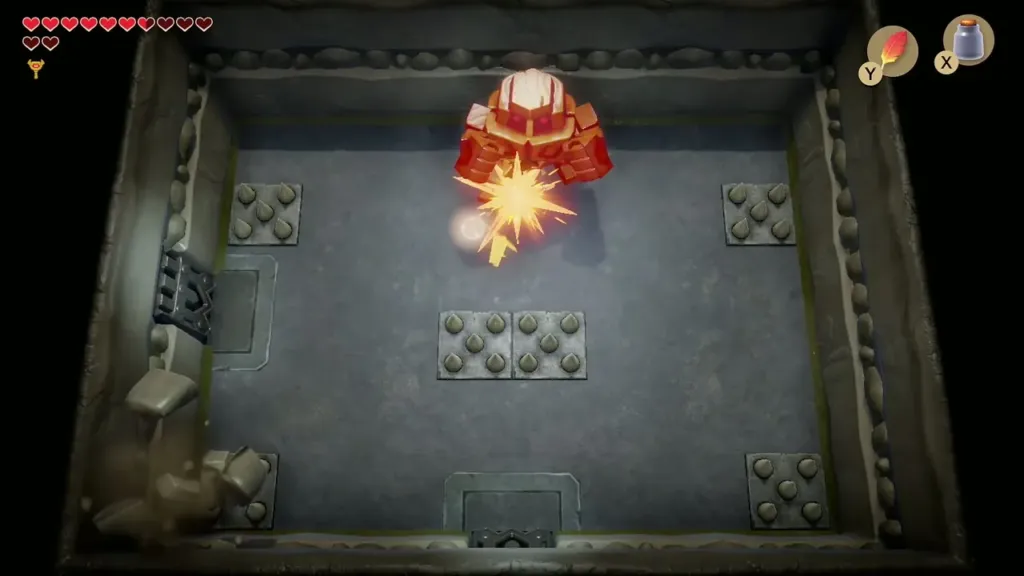 A bomb blast hitting the weakened red Stone Hinox