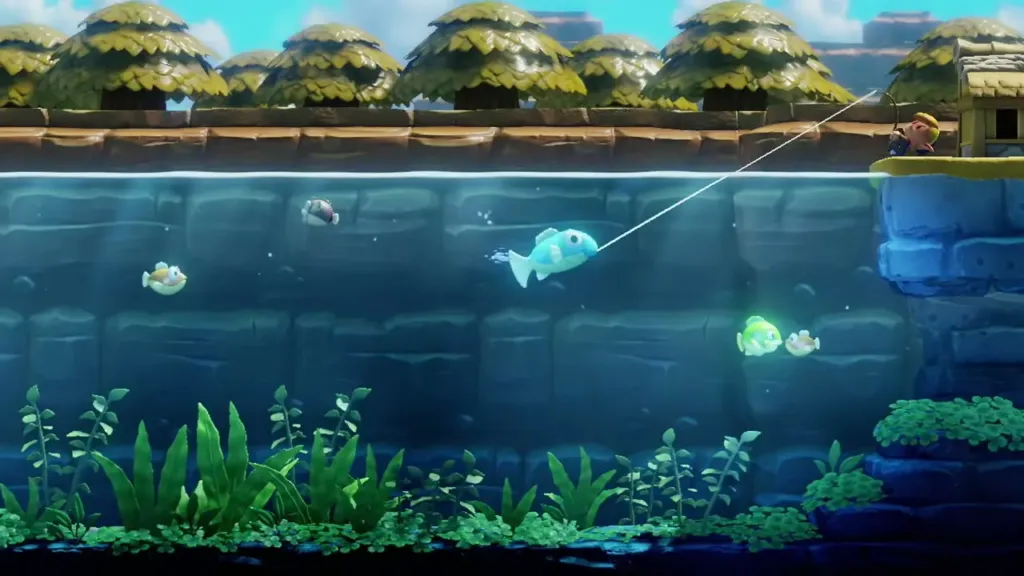 A fish hooked on the line at the Fishing Pond A fish hooked on the line at the Fishing Pond