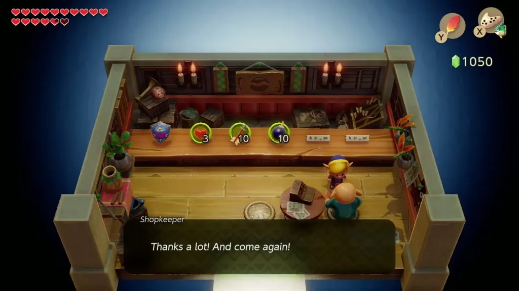 The shopkeeper thanking Link after the Chamber Stone purchase The shopkeeper thanking Link after the Chamber Stone purchase