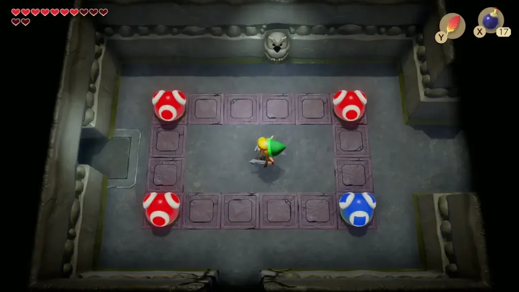 Red and blue orbs in the Color Dungeon room with the orb puzzle