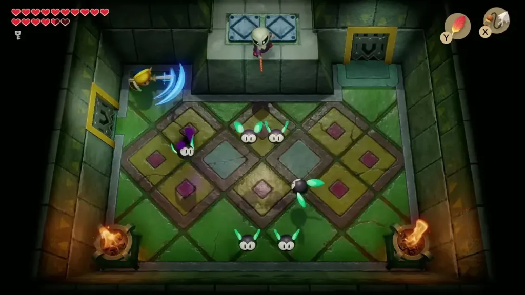 Link slashing Keese in the Grim Creeper fight