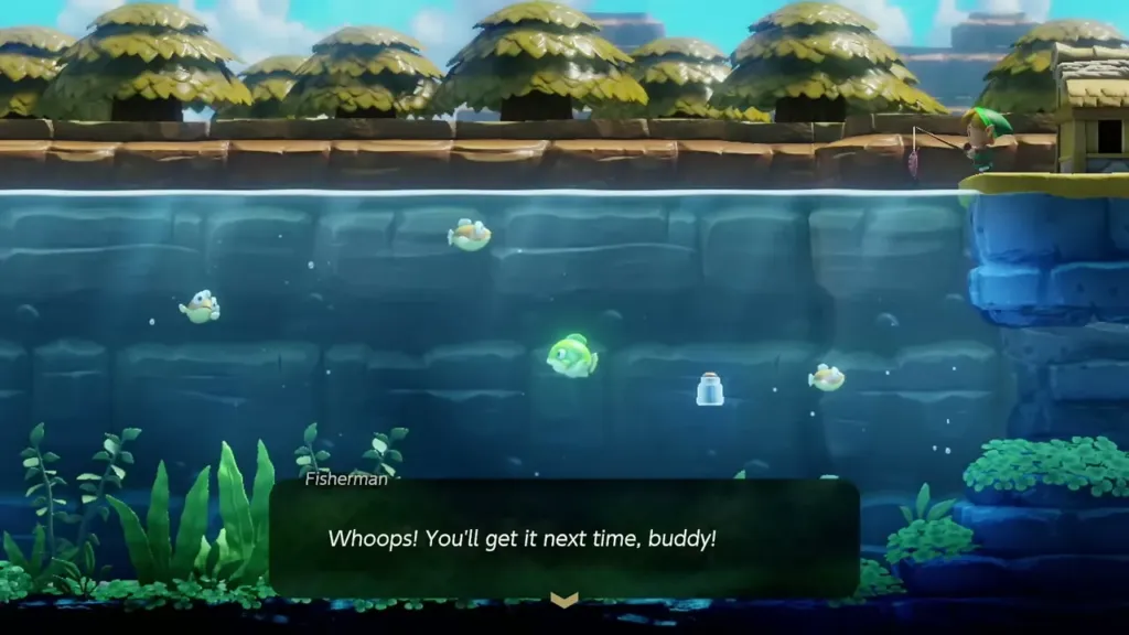 A bottle slipping off the line as the Fisherman says Link will get it next time A bottle slipping off the line as the Fisherman says Link will get it next time