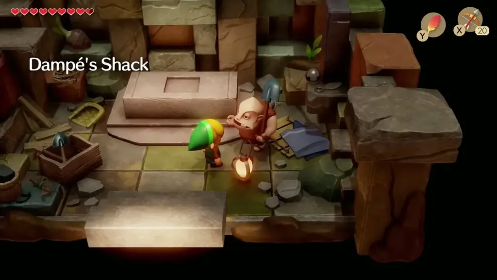 Link and Dampé inside Dampé's Shack Link and Dampé inside Dampé's Shack