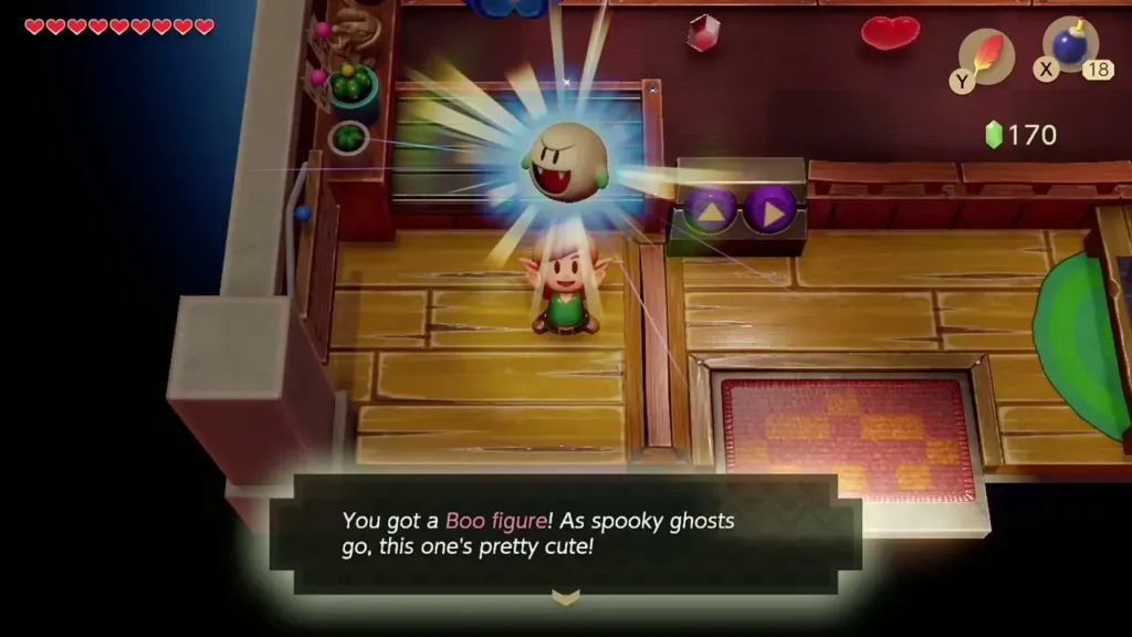 Link holding up the Boo figure with its message box shown in full Link holding up the Boo figure with its message box shown in full