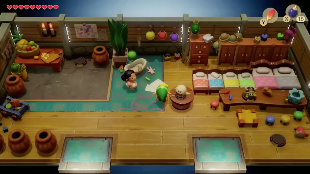 Link in Papahl's house beside the baby bath and the children's beds Link in Papahl's house beside the baby bath and the children's beds