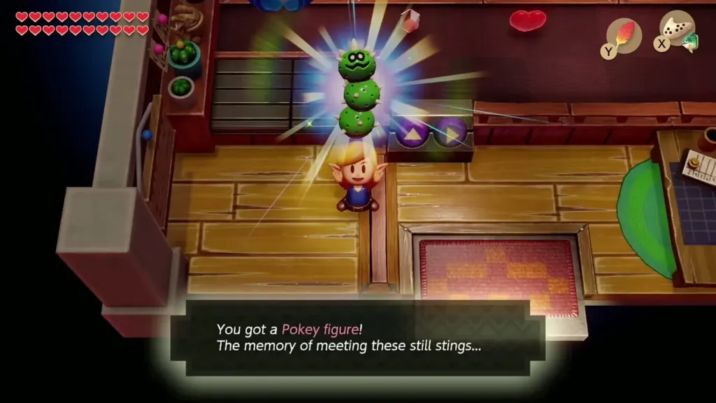 Link holding up the Pokey figure with its message box shown in full Link holding up the Pokey figure with its message box shown in full