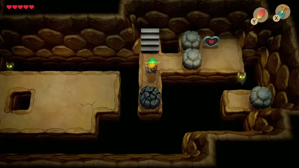 Cave interior with a Piece of Heart behind two rocks