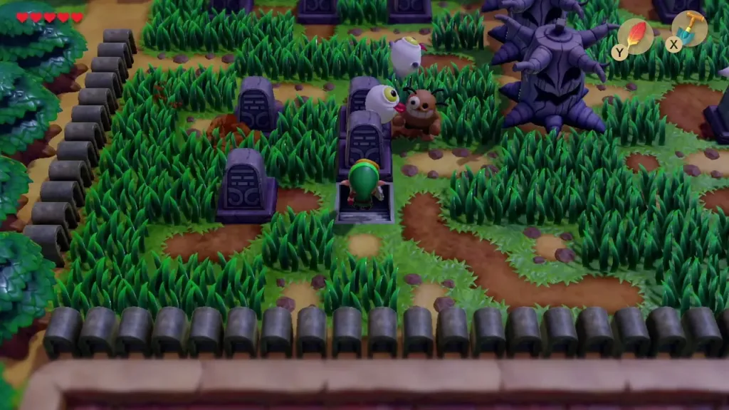 Link at a grave entrance among the Cemetery gravestones