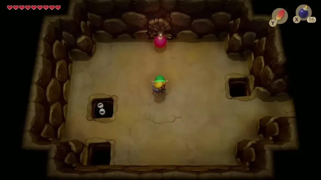 Link in the cave below the desert near the north wall