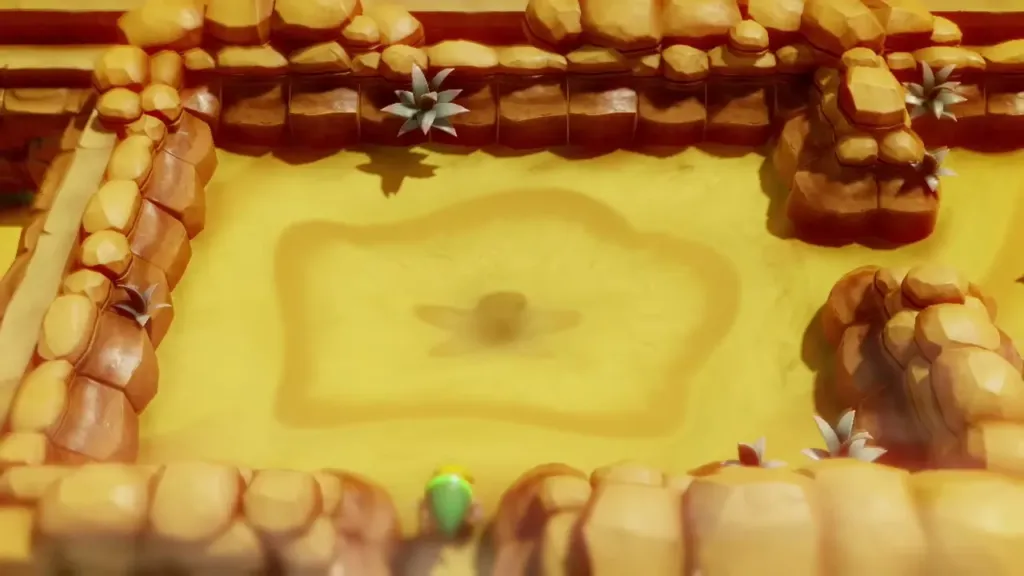 Link at the edge of the quicksand pit in the Yarna Desert