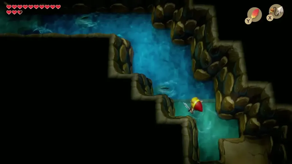 Link swimming the flooded tunnel beneath Martha's Bay with the Flippers