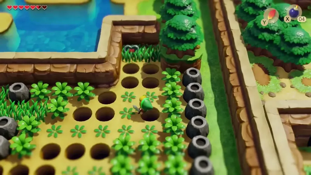 Link crossing the line of holes in the Pothole Field