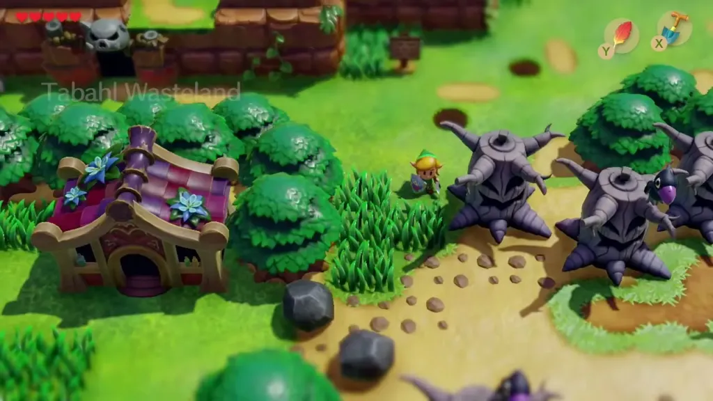 Link entering Tabahl Wasteland beside spiked trees