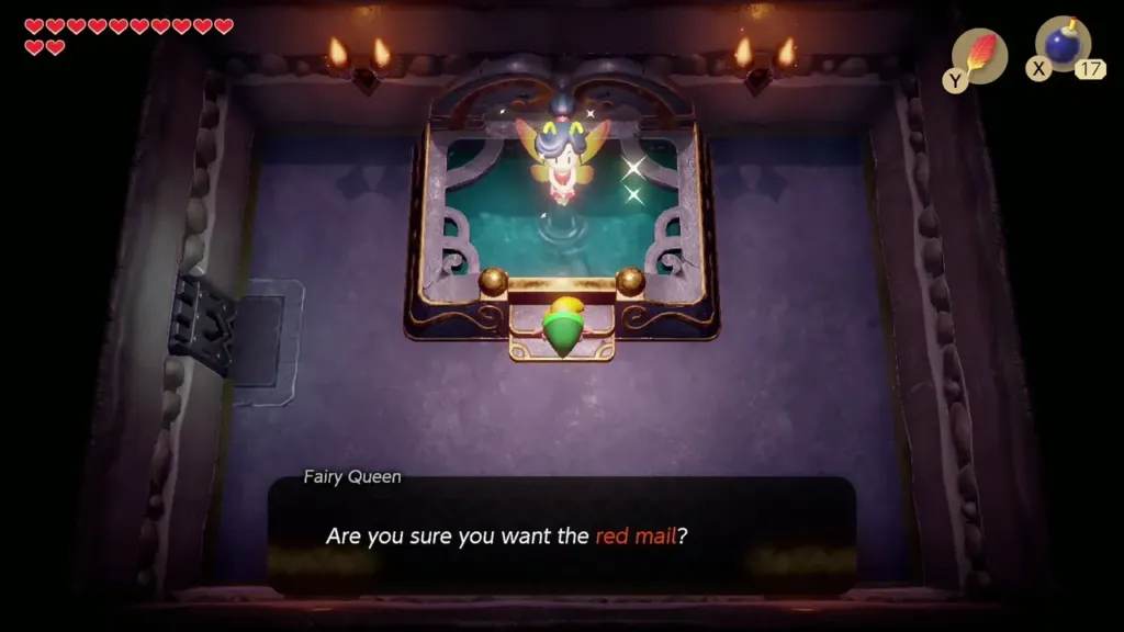 The Fairy Queen asking Link to confirm the red mail The Fairy Queen asking Link to confirm the red mail