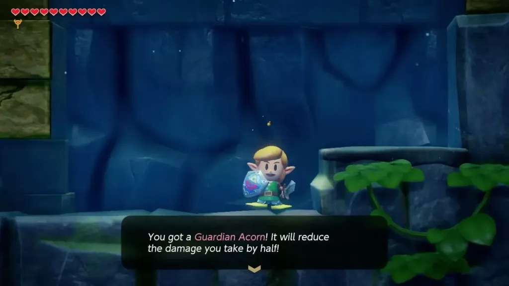 The Guardian Acorn message box shown in Angler's Tunnel The Guardian Acorn message box shown in Angler's Tunnel