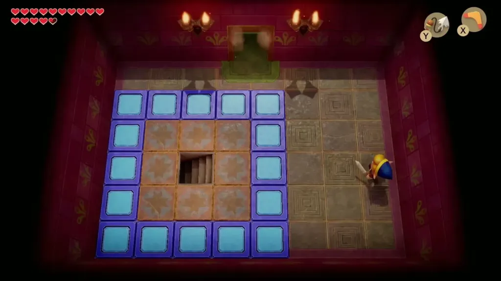 Link crossing the blue tile room in the Face Shrine Link crossing the blue tile room in the Face Shrine