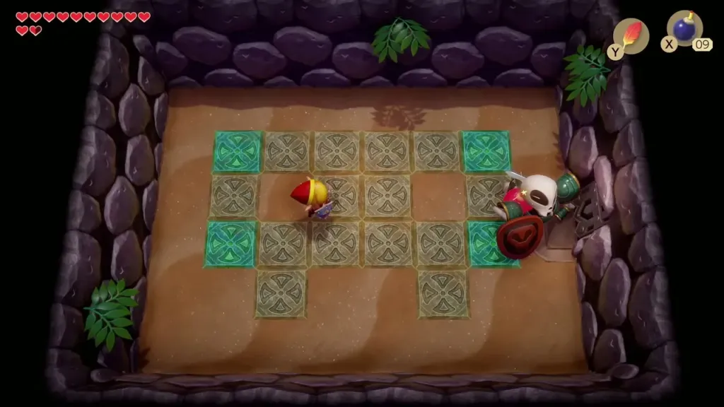 Link fighting Master Stalfos on the tiled floor in Catfish's Maw Link fighting Master Stalfos on the tiled floor in Catfish's Maw