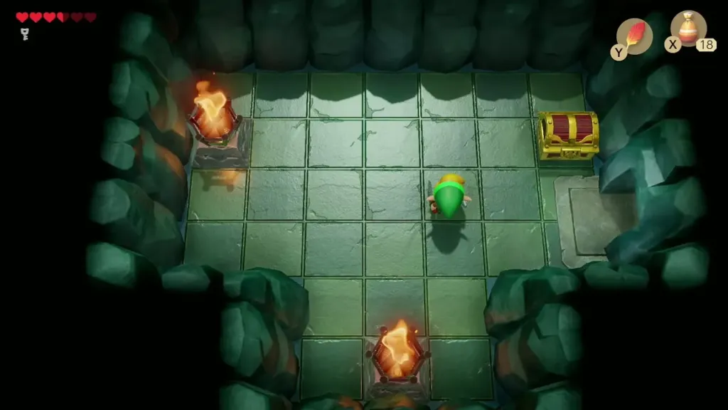 Link in the Bottle Grotto room with the chest holding the Power Bracelet Link in the Bottle Grotto room with the chest holding the Power Bracelet