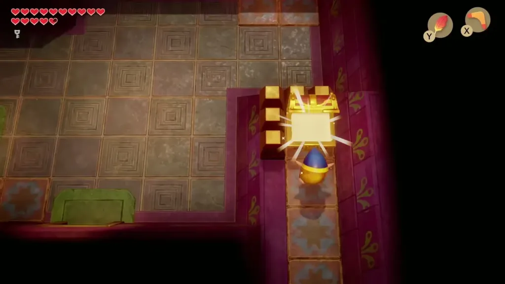 Link opening the chest in the Face Shrine corridor Link opening the chest in the Face Shrine corridor