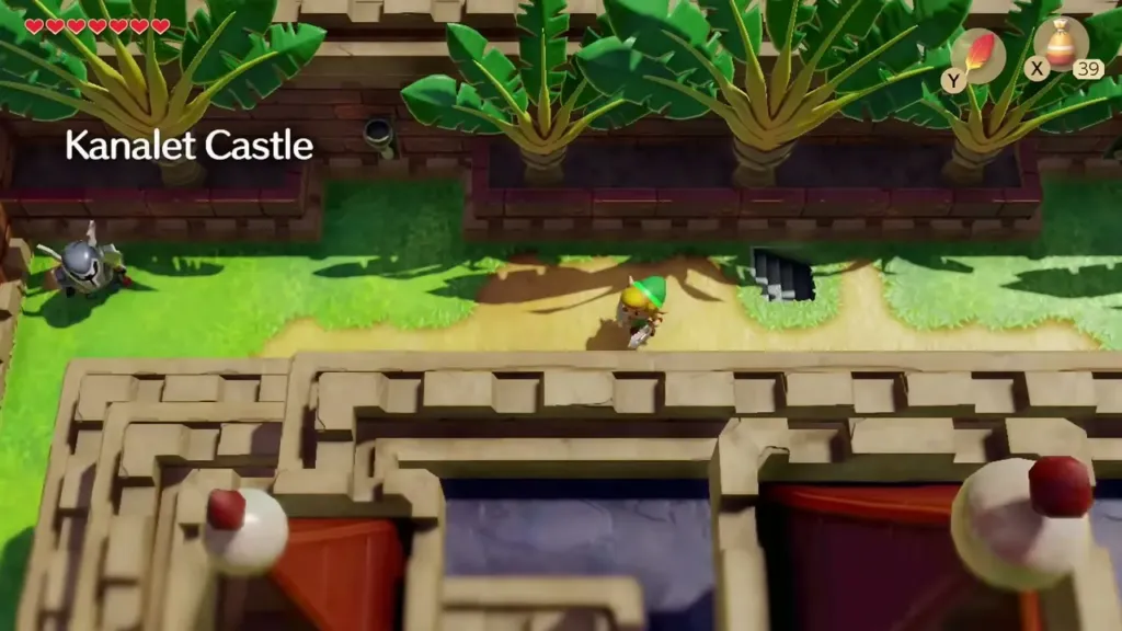 Link outside Kanalet Castle under its name caption Link outside Kanalet Castle under its name caption